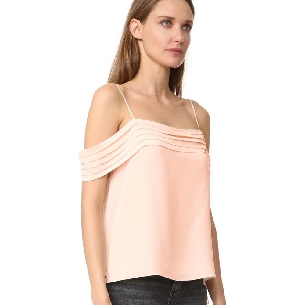 T by Alexander Wang Cold-Shoulder Silk Georgette Top